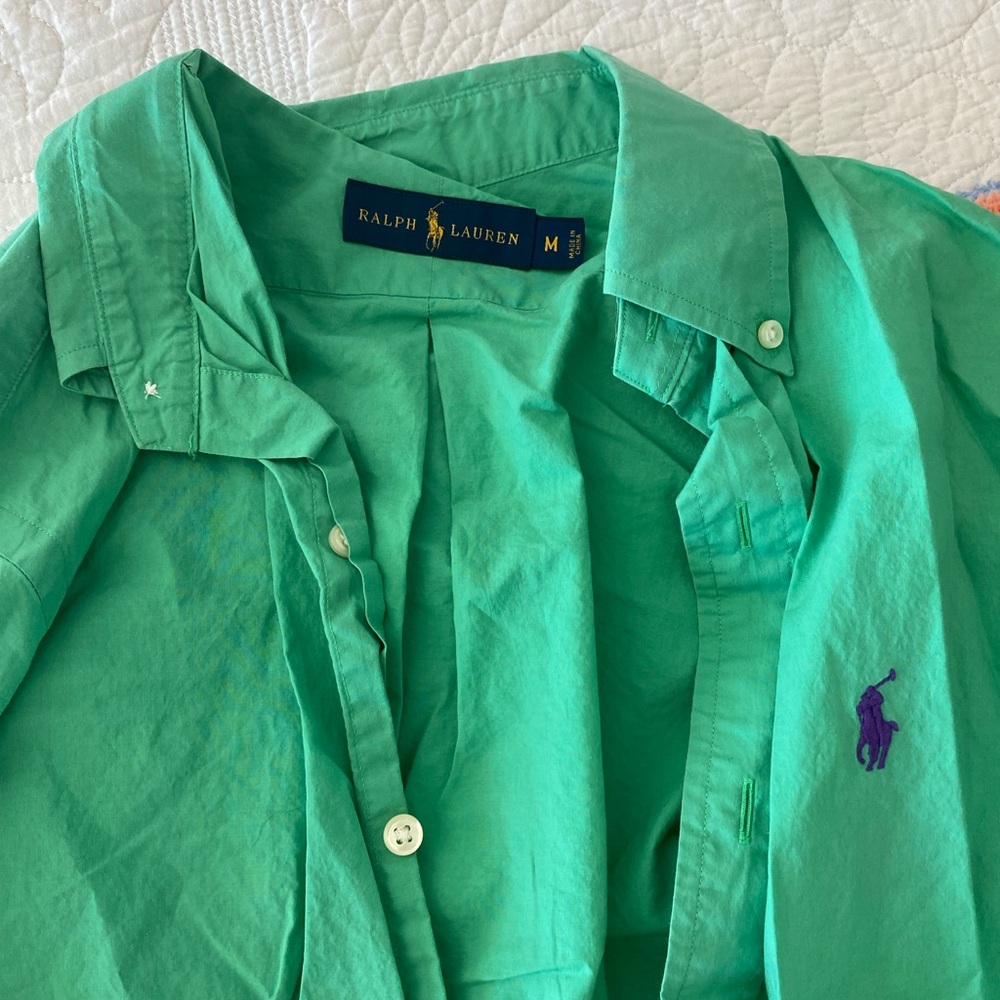 Ralph Lauren Teal Shirt with Purple Logo